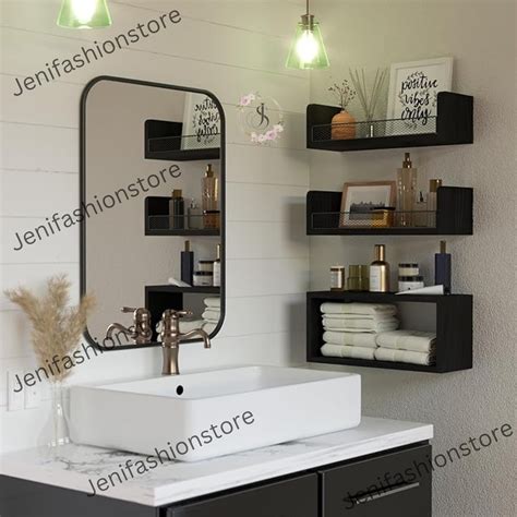 Wooden Bathroom Shelves Wall Shelves Wood Floating Shelves Bathroom ...