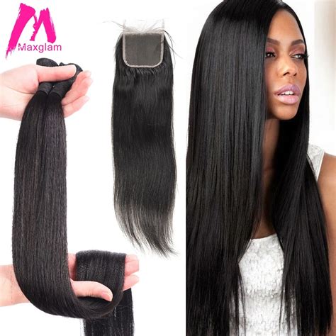 30 Inch 40 Inch Bundles With Closure Straight Virgin Remy Brazilian