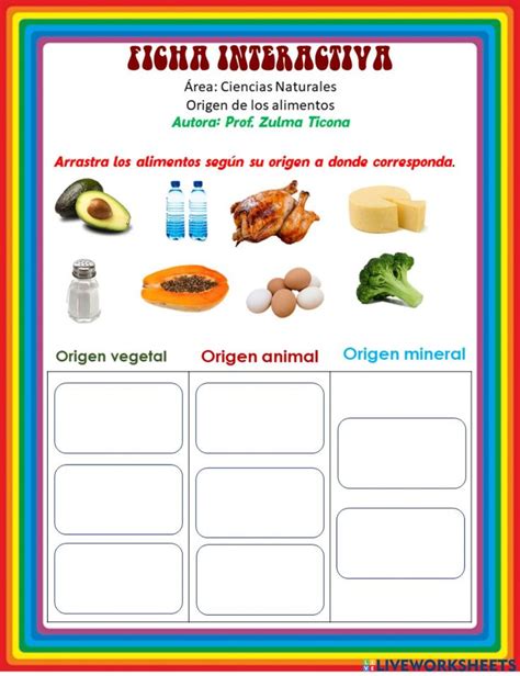 Origen De Los Alimentos Worksheet For De Primaria Ciencias De La