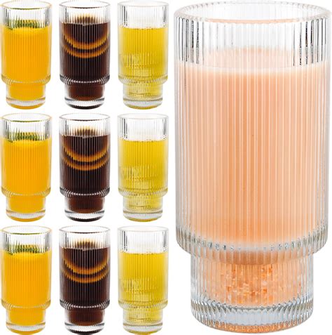 QUMMFA Juego De 10 Vasos Para Beber Acanalados Juego De Tazas De