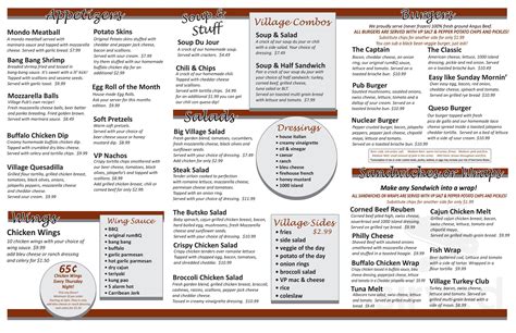 Village Pub Menu In Perry Ohio Usa