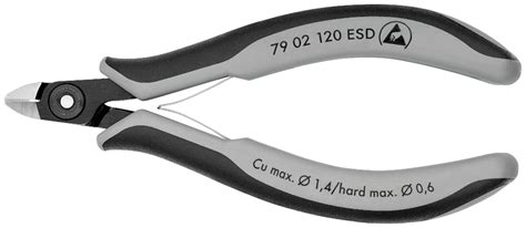 Alicates de precisión de corte diagonal para electrónica ESD KNIPEX