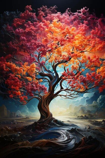 Premium AI Image | Modern Art Oil Painting of large tree of life