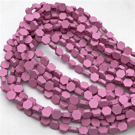 Mm Hexagon Flat Hematite Round Beads Dark Pink Hematite Etsy