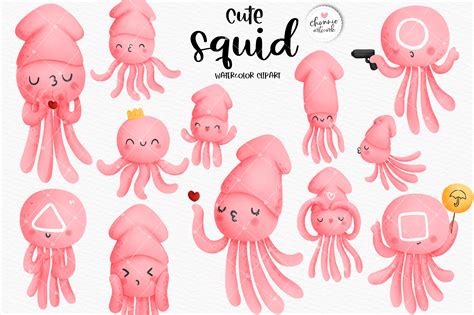 Squid Clipart, Baby Squid Clipart Graphic by Chonnieartwork · Creative ...