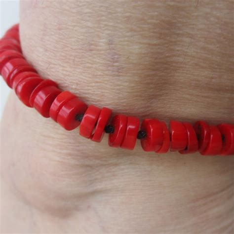 Coral Beads Anklet Etsy