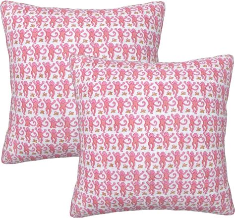 Amazon Pink Rabbit Monkeys Throw Pillow Cover Set Of Preppy