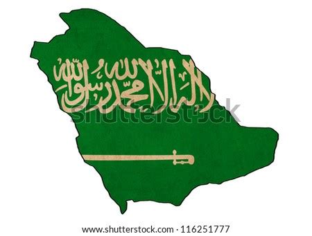 Saudi Arabia Map On Saudi Arabia Flag Drawing ,Grunge And Retro Flag ...