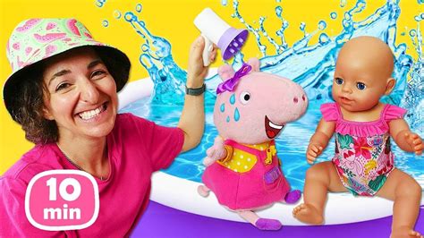 Peppa Pig E Baby Born Vanno In Piscina Giochi Per I Bambini Piccoli