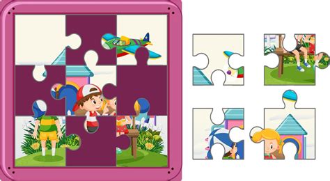 Children photo jigsaw puzzle game template 11279425 Vector Art at Vecteezy