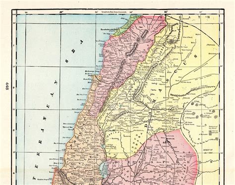 Antique PALESTINE Map 1902 Map of Palestine Wall Decor George - Etsy