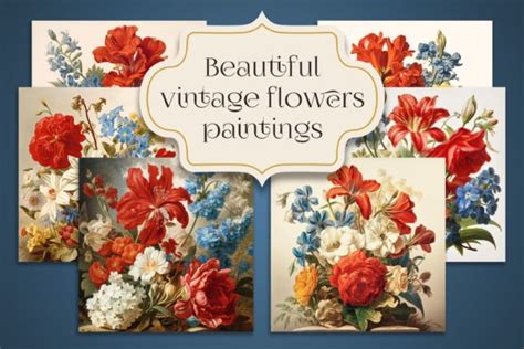 Beautiful Vintage Flowers Paintings Graphic by Letoshmeto · Creative ...