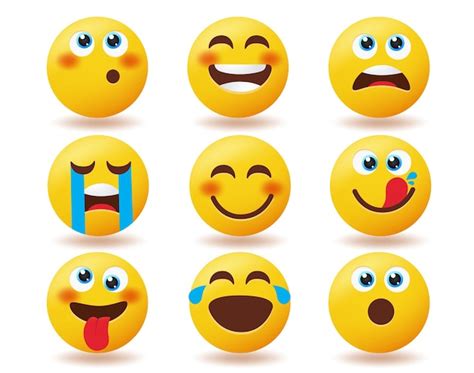 Conjunto de vectores de emoticonos emoji carácter de emoticonos feliz