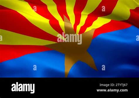 Flag Of Arizona Video Waving In Wind Realistic State Flag Background American Arizona Flag