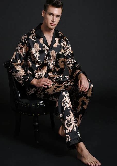 2017 New High Quality 2PCS Chinese Men S Satin Silk Pajamas Sets Long