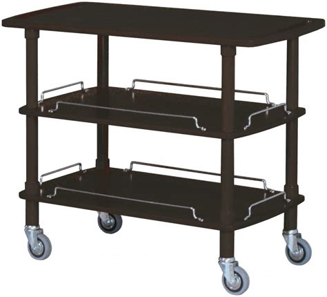 X X Cm Tier Wooden Service Trolley Black