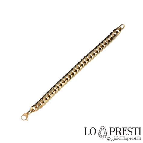 Bracciale Donna Maglia Grumetta In Oro Giallo 18kt Maglia Larga