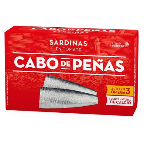 Spanish Cabo De Penas Sardines In Tomato Sauce 120g Tin Black