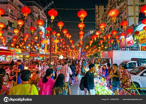 Chinese New Year In Chinatown Of Yangon Myanmar Stock Editorial