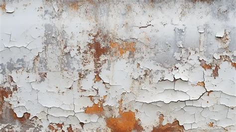 Rusty Steel With Cracked And Peeling White Paint A Weathered Palette