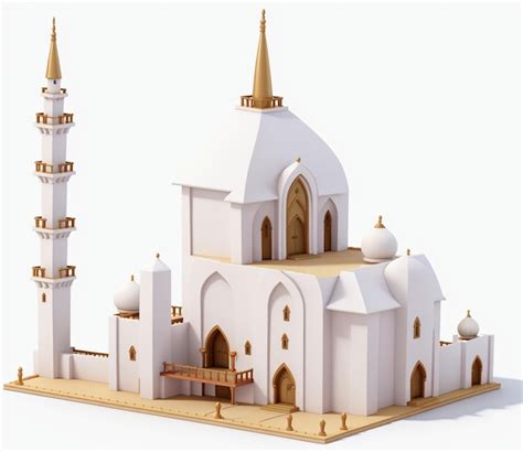 Premium Photo D Rendering Of A Miniatur Mosque On A Isolate White