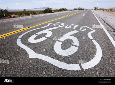 Route 66 Sign on Road, California, USA Stock Photo - Alamy