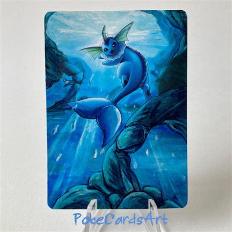 Vaporeon Altered Pokémon Cardhand Painted Pokémon Card Etsy