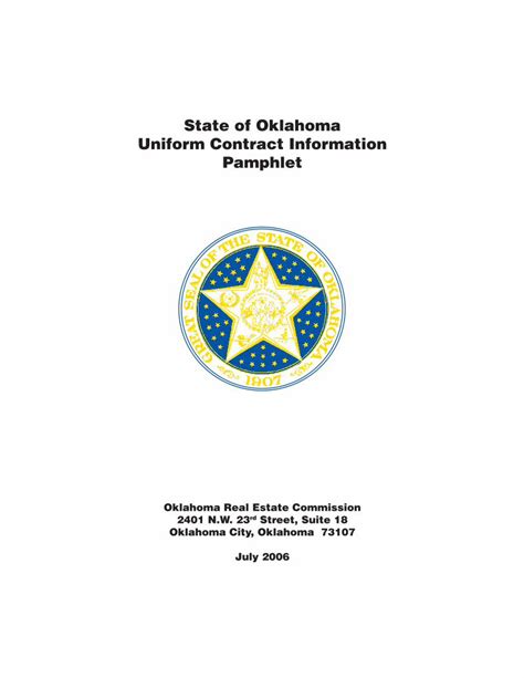 PDF State Of Oklahoma Uniform Contract Information Pamphlet Pamphlet