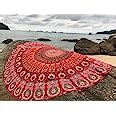 Amazon Raajsee Red Round Beach Tapestry Hippie Boho Beach Blanket