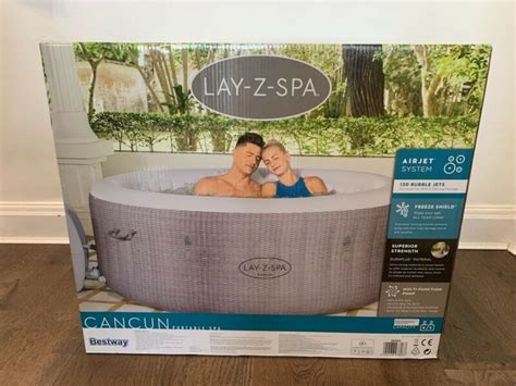 Lay Z Spa Cancun 2 4 Person Hot Tub 2021 Model Freeze Shied Grey Rattan For Sale From United