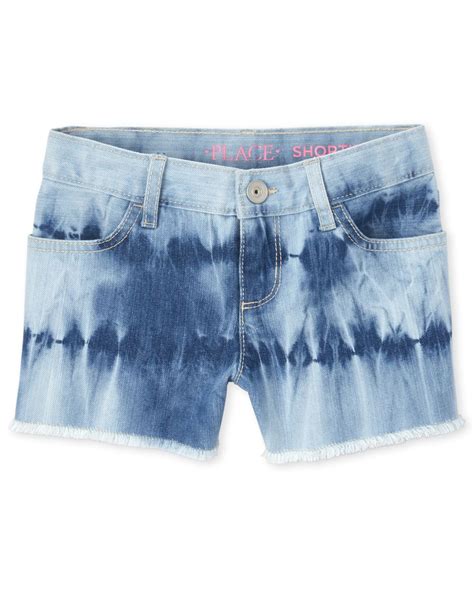 Girls Tie Dye Denim Shortie Shorts