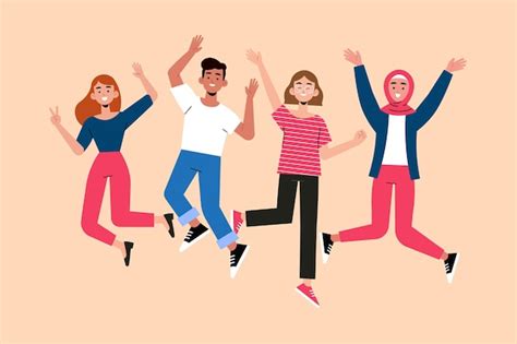 Free Vector Hand Drawn Flat People Jumping