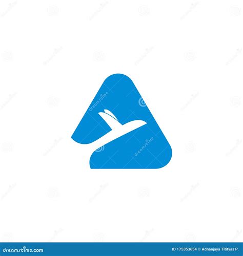 Triangle Swoosh Airplane Fly Blue Sky Motion Symbol Logo Vector Stock