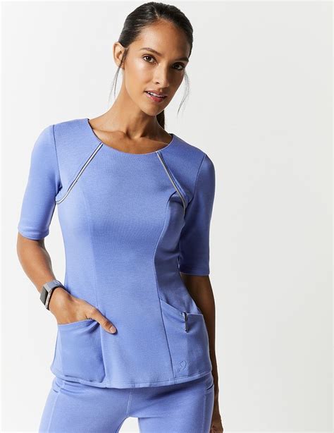 Exposed Zipper Top In Ceil Blue Medical Scrubs By Jaanuu Scrubs