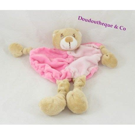 Doudou Plat Ours Kimbaloo Rose Beige Fleurs Longues Pattes La Halle