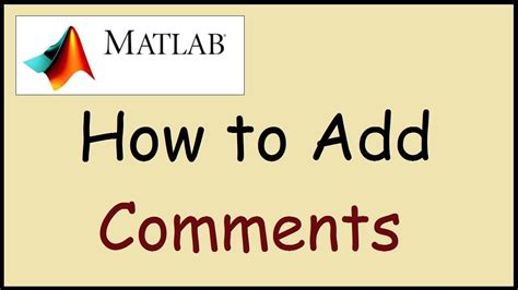 How To Add Comments To Matlab Script Youtube