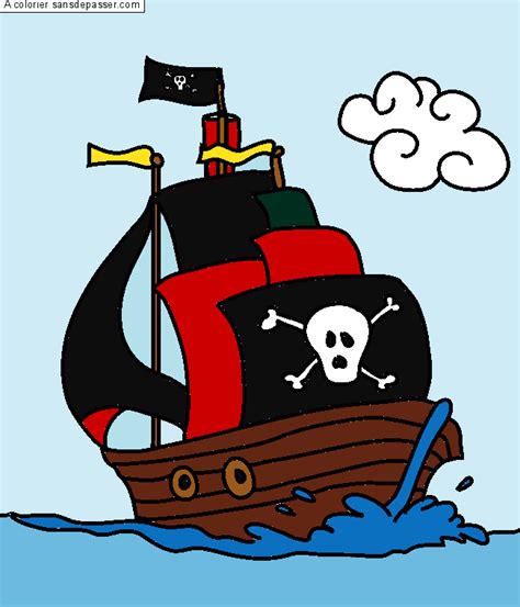 Coloriage Bateau Pirate Sans D Passer