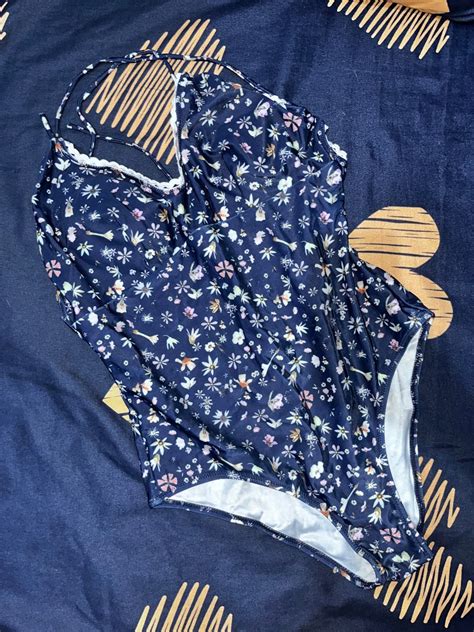 One Piece Navy Blue Floral Bikini Women S Fashion Swimwear Bikinis