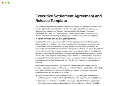 Executive Settlement Agreement And Release Template By Legal Stuff