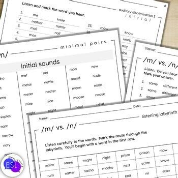 M N Minimal Pairs For Adult Esl Pronunciation By Rike Neville Tpt