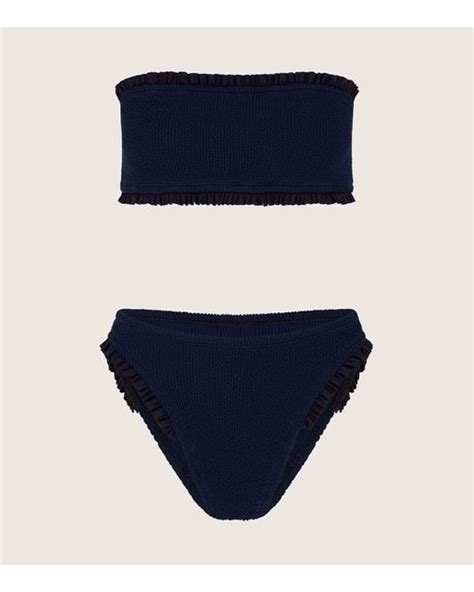 Hunza G Tracey Frill Bikini In Blue Lyst