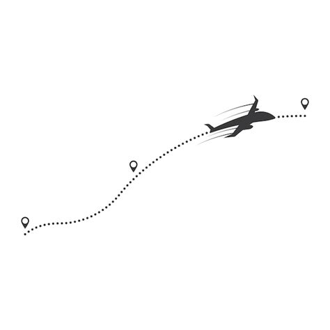 Premium Vector Airplane Flight Line Route Vector With Start Point