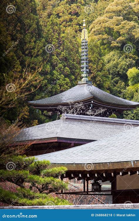 Daken En Spire Van Boeddhistische Tempel In Saihoji Kokedera Moss