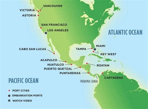 Panama Canal Cruise Map - Panama Canal Port Cities & Map of Cruise Ports