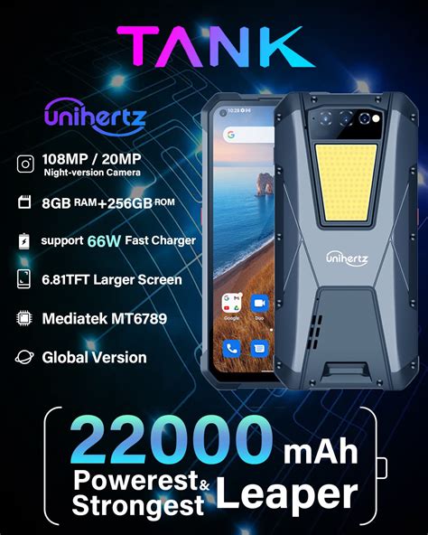 Unihertz Tank 22000mAh Largest Battery 4G Rugged Smartphone Unlocked