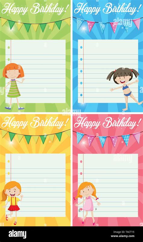 Set of birthday note illustration Stock Vector Image & Art - Alamy