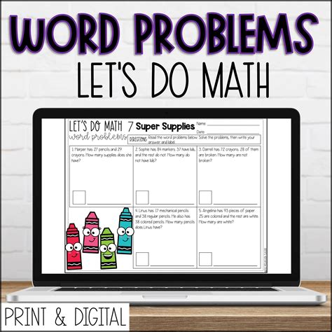 Digital Lets Do Math No Prep 2nd Grade Word Problem Worksheets And Worksheets Library