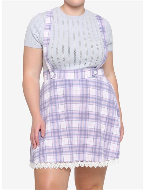 Pink And Purple Plaid Lace Suspender Skirt Plus Size Hot Topic