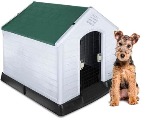 MASCOAMIGO Casa para Perro Mediano con Puerta Metálica Uso Interior y