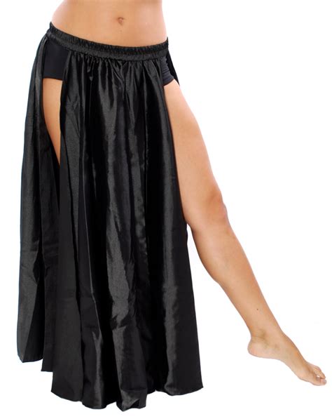 Satin Panel Circle Skirt For Belly Dancing In Black